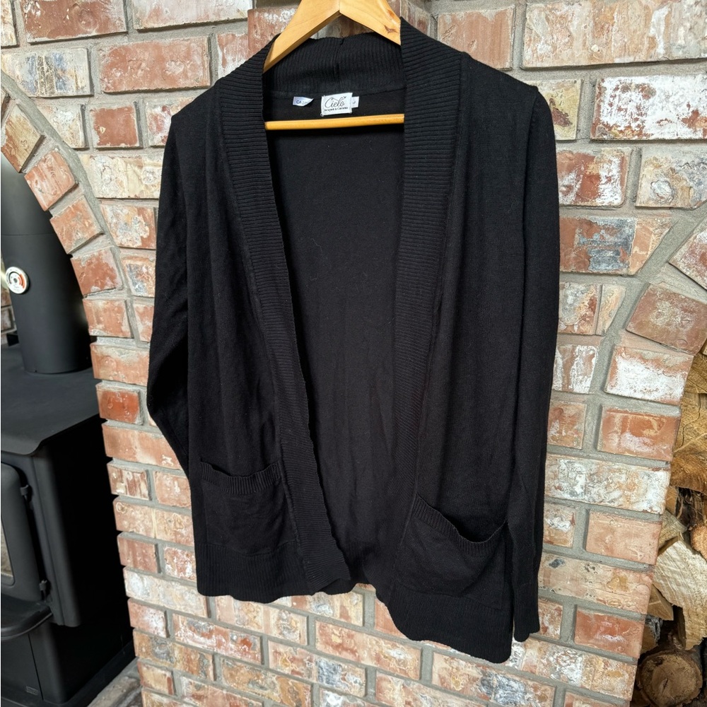 Cielo Open-Front Cardigan with Pockets - Size Large